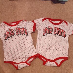 TWO Ohio State Baby Onesies 12 Months